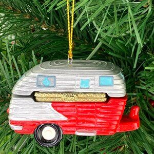 Retro Camper Porcelain Hinged Surprise Gift Trinket Box Christmas Ornament